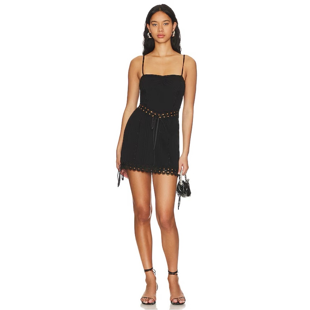 For Love And Lemons Sistine Mini Black Dress